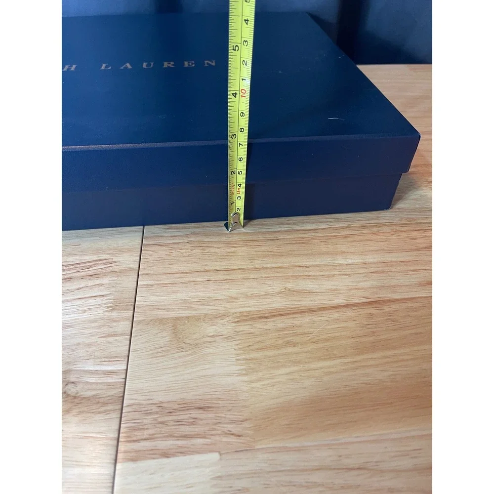 Ralph‎ Lauren Navy Blue Gold Logo Large Gift Presentation Storage Box 19x13x3.5